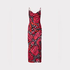 Milly Red and Black Butterfly Print Midi Dress